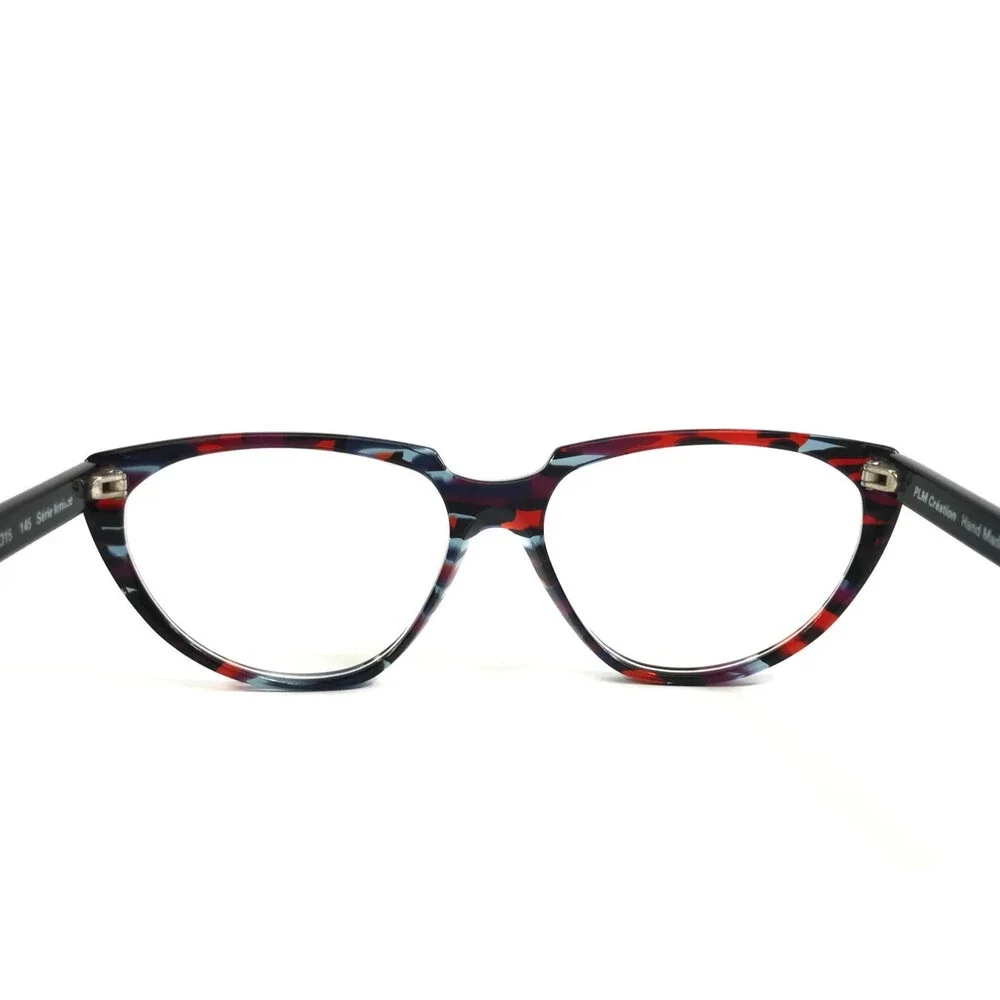 PLM Creation Eyeglasses Frames RE-BELLE VI 151 Black Blue Red Speckled 54-15-145